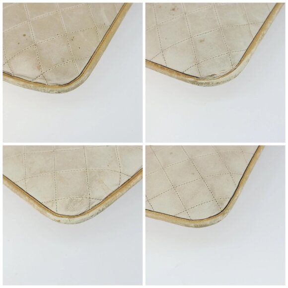 CHANEL Chain Tote Bag Lamb Skin Beige Gold CC Auth gh972 - Picture 14 of 16